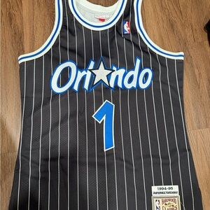 Mitchell & Ness Black Pinstripe Basketball Jersey